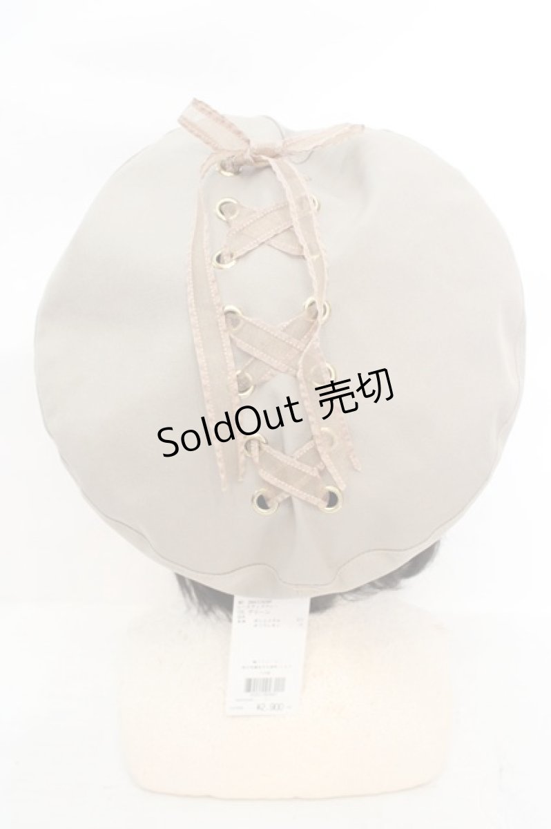 画像3: axes femme POETIQUE / レースアップリボンベレー帽 57.5cm ベージュ O-26-07-16-061-AX-AC-IG-ZT727 (3)