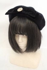 画像1: m petit by misako / AMモチーフリボンベレー帽  クロ O-26-07-16-062-LO-AC-IG-OS (1)