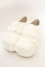 画像1: Chalmiere / コットンレースフリルシューズ M シロ O-26-07-16-031-AX-SH-OW-OS (1)