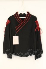 画像1: metamorphose / 着物合わせ風ブラウス  クロ×赤 O-26-07-18-044-ME-BL-IG-OS (1)