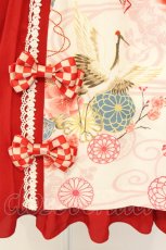 画像4: metamorphose / 花鳥風月〜乙女のはなごろも〜プリーツ(格子柄リボン)  白梅 O-26-07-18-014-ME-OP-IG-OS (4)
