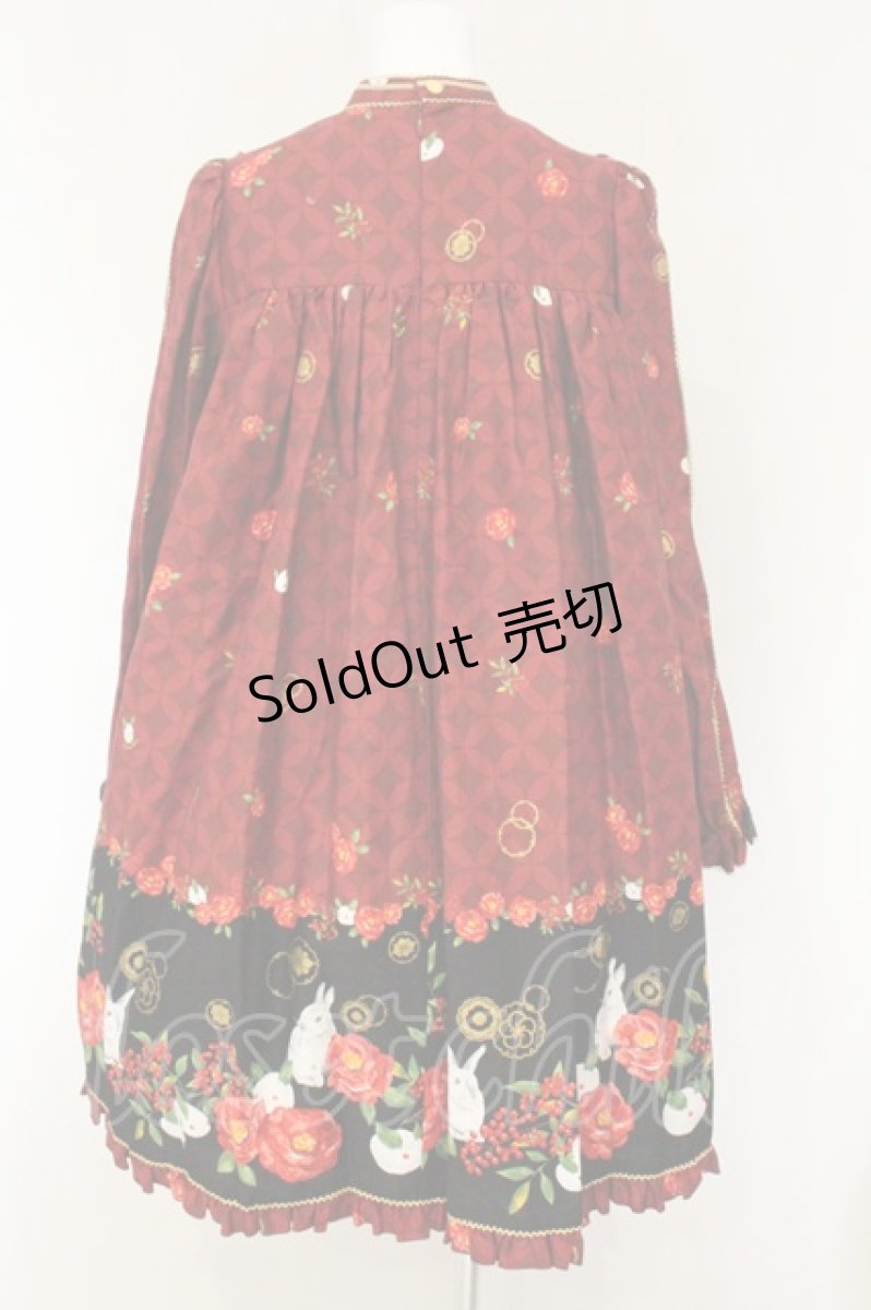 画像5: metamorphose / 風花のゆきうさぎAラインワンピース  アカ系 O-26-07-18-022-ME-OP-IG-OS (5)