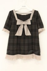 画像1: axes femme / リボン使いチェックプルオーバー M ブラウン O-26-07-19-043-AX-TO-OW-OS (1)