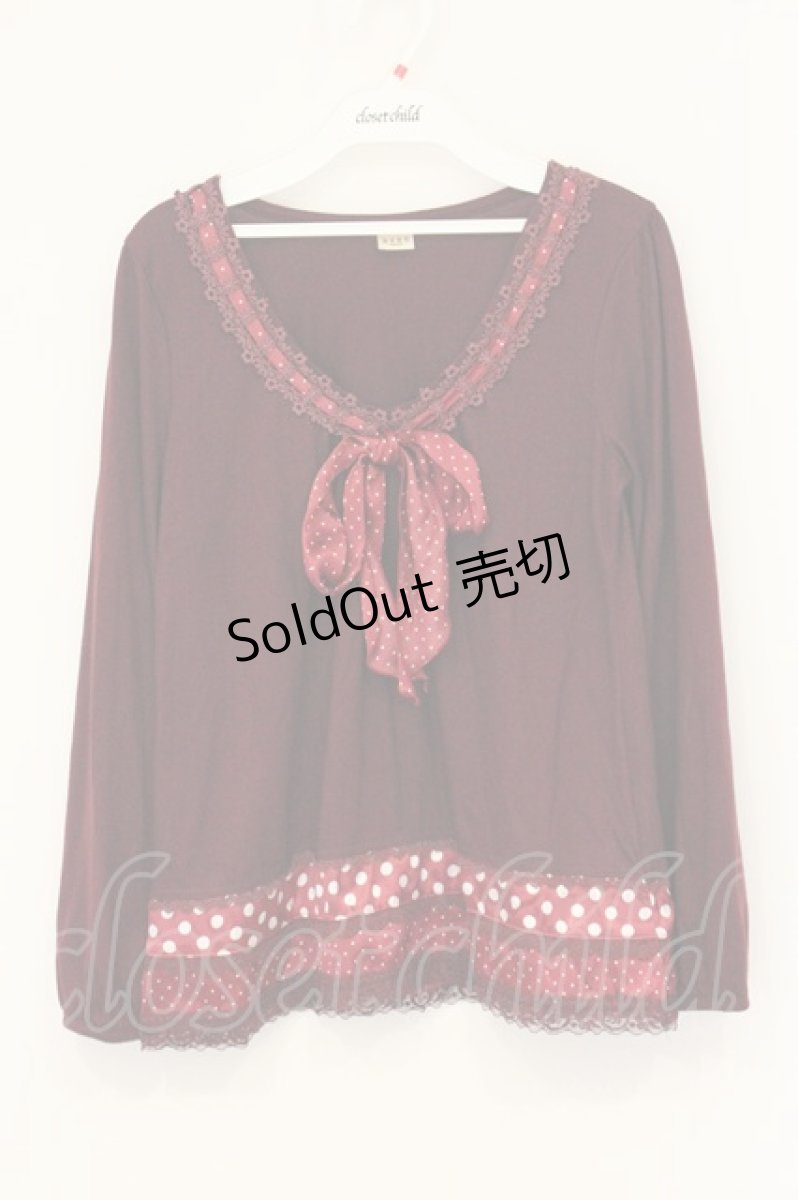 画像1: axes femme / ドットサテン切り替えプルオーバー M ワイン O-26-07-19-046-AX-TO-OW-OS (1)