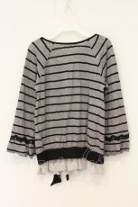画像3: axes femme / 透かし柄ボーダープルオーバー M グレー O-26-07-19-047-AX-TO-OW-OS (3)