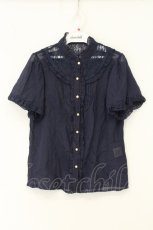 画像1: axes femme / W切り替えスタンドブラウス M パープル O-26-07-19-053-AX-BL-OW-OS (1)