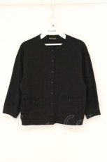画像1: Jane Marple / Stripe ribbon-trim cardigan（ストライプリボントリムカーディガン） M クロ O-26-07-19-075-JM-TO-IG-OS (1)