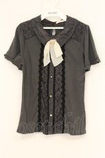 画像1: axes femme / ボータイ付ブラウス風プルオーバー M チャコール O-26-07-19-015-AX-TO-OW-OS (1)