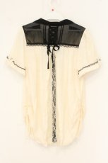 画像3: axes femme / エンボス加工スキッパーブラウス M キナリ O-26-07-19-017-AX-TO-OW-OS (3)