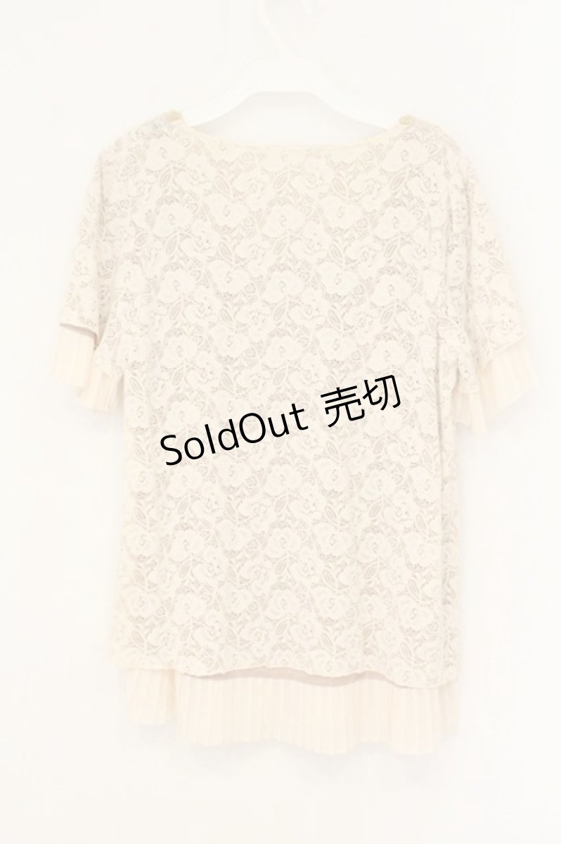 画像3: axes femme / ラメモチーフレース配色裾プリーツTシャツ M ピンク O-26-07-19-027-AX-TO-OW-OS (3)