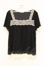 画像1: axes femme / ラメモチーフレース配色裾プリーツTシャツ M クロ O-26-07-19-028-AX-TO-OW-OS (1)