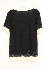 画像3: axes femme / ラメモチーフレース配色裾プリーツTシャツ M クロ O-26-07-19-028-AX-TO-OW-OS (3)