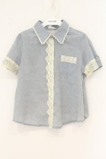 画像1: axes femme / 背面開きブラウス風プルオーバー M サックス O-26-07-19-031-AX-TO-OW-OS (1)