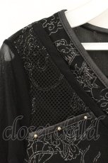 画像2: Ozz Croce / ラメプリントパワーネットトップス  ブラック O-26-07-21-027-OO-TO-OW-OS (2)
