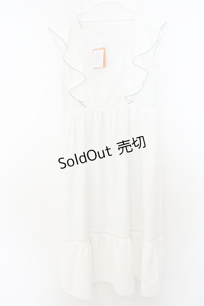 画像2: Fi.n.t / アートフラワー刺繍ショルダーフリルワンピース F オフシロ O-26-07-21-1012-CA-OP-OW-OS (2)