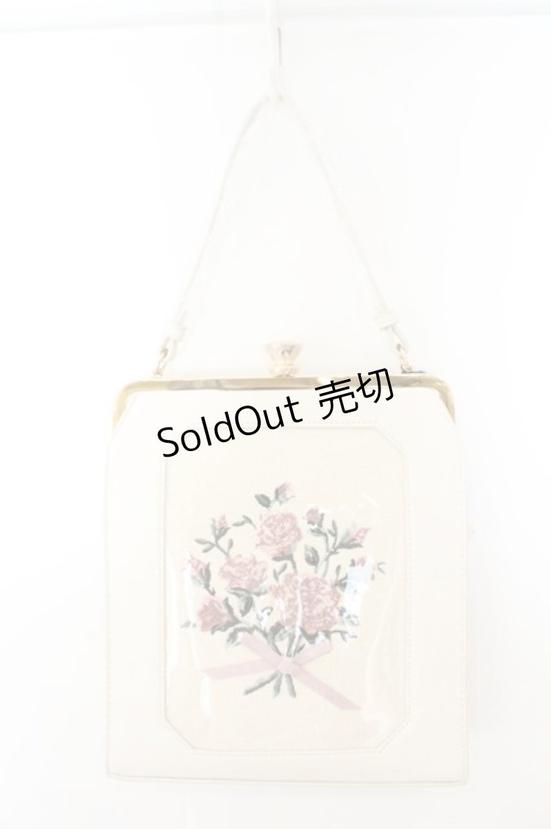 画像1: an another angelus / ブーケ刺繍スクエアがま口バッグ  アイボリー O-26-07-21-1023-CA-BG-OW-ZT712 (1)
