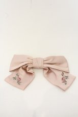 画像1: an another angelus / ローズ刺繍ビッグリボンバレッタ  ピンク O-26-07-21-1028-CA-AC-OW-OS (1)