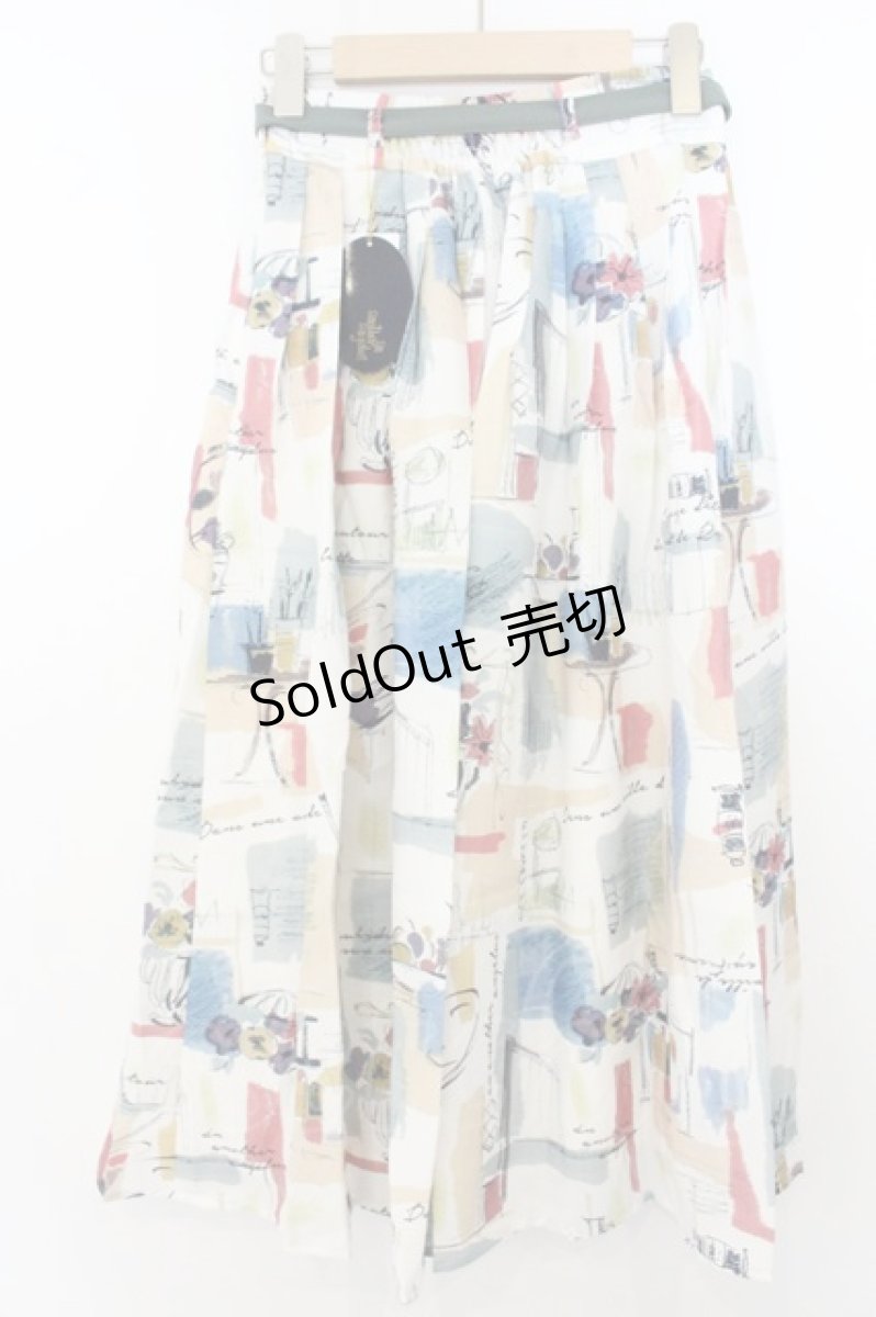 画像2: an another angelus / ペインティングアート柄タックスカート F グリーン O-26-07-21-1003-CA-SK-OW-OS (2)