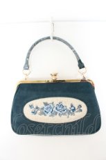 画像1: an another angelus / フレームローズ刺繍クロップドがま口バッグ  ブルーグリーン O-26-07-21-1030-CA-BG-OW-OS (1)