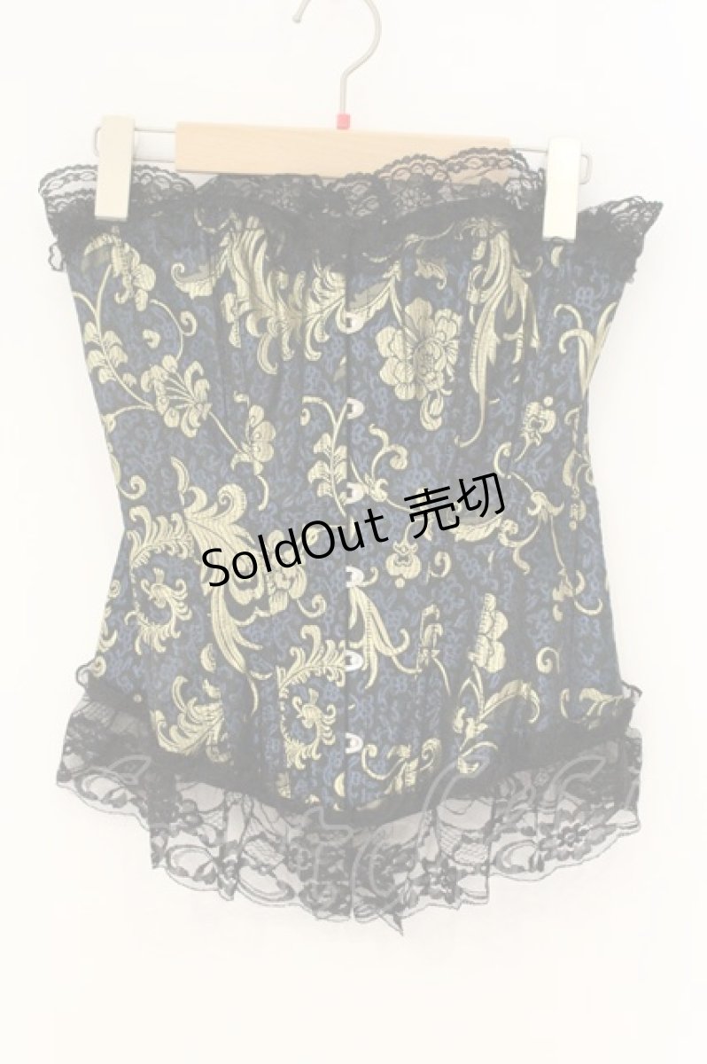 画像1: GOTHその他 / ジャガードオーバーバストコルセット S ネイビー×ゴールド O-26-07-21-066-GO-TO-OW-OS (1)