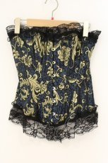 画像1: GOTHその他 / ジャガードオーバーバストコルセット S ネイビー×ゴールド O-26-07-21-066-GO-TO-OW-OS (1)