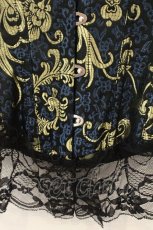 画像2: GOTHその他 / ジャガードオーバーバストコルセット S ネイビー×ゴールド O-26-07-21-066-GO-TO-OW-OS (2)