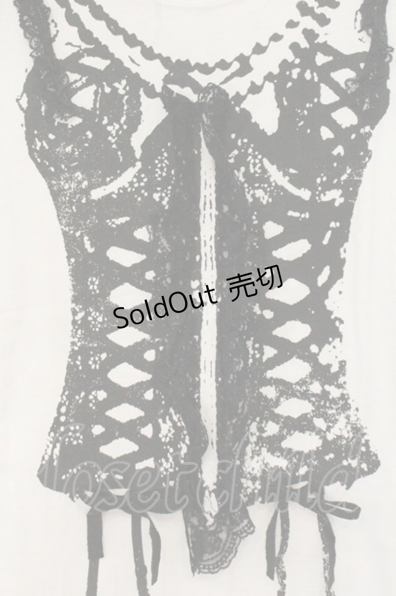 画像2: SEXY DYNAMITE LONDON / ビスチェプリントTシャツ  ホワイト×ブラック O-26-07-21-069-PU-TO-OW-OS (2)
