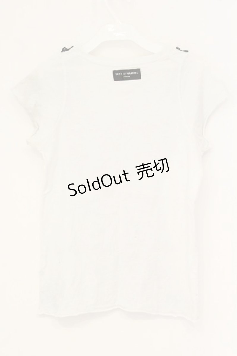 画像4: SEXY DYNAMITE LONDON / ビスチェプリントTシャツ  ホワイト×ブラック O-26-07-21-069-PU-TO-OW-OS (4)