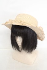画像1: axes femme / 巻きバラレースカンカン帽 57.5cm キナリ O-26-07-22-037-AX-AC-OW-OS (1)