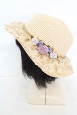 画像2: axes femme / 巻きバラレースカンカン帽 57.5cm キナリ O-26-07-22-037-AX-AC-OW-OS (2)