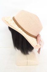 画像2: axes femme / 巻きバラリボンカンカン帽 57.5cm ピンク O-26-07-22-038-AX-AC-OW-OS (2)