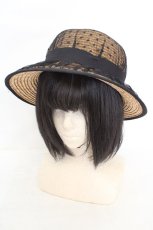 画像1: axes femme / ドットチュールカンカン帽 57.5cm クロ×ナチュラル O-26-07-22-039-AX-AC-OW-OS (1)