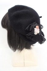 画像2: axes femme / プチバラ使いウールベレー  クロ O-26-07-22-042-AX-AC-OW-OS (2)