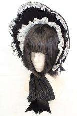 画像1: Hoshibako Works / プティ・メルヴェイユ　ブロッサムボンネット  クロ O-26-07-22-010-LO-AC-YM-OS (1)
