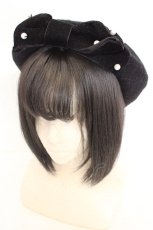 画像1: m petit by misako / AMリボンBベレー 57.5cm クロ O-26-07-22-024-LO-AC-IG-OS (1)