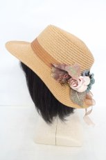 画像2: axes femme / フラワー雑材カンカン帽  ベージュ O-26-07-22-026-AX-AC-OW-OS (2)