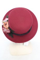 画像3: axes femme / フラワーブーケカンカン帽 57cm ワイン O-26-07-22-028-AX-AC-OW-OS (3)