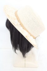 画像2: axes femme / 巻きバラリボンカンカン帽 57.5cm キナリ O-26-07-22-031-AX-AC-OW-OS (2)