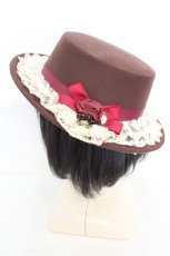 画像2: axes femme / 巻きバラカメオカンカン帽 57cm ブラウン O-26-07-22-036-AX-AC-OW-OS (2)