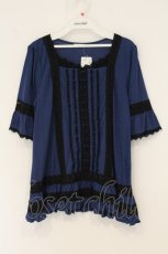 画像1: axes femme / レース配色プルオーバー M ブルー O-26-07-23-031-AX-TO-OW-OS (1)