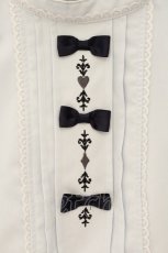 画像2: axes femme POETIQUE / トランプ刺繍プチリボンブラウス M サックス O-26-07-23-033-AX-BL-IG-OS (2)