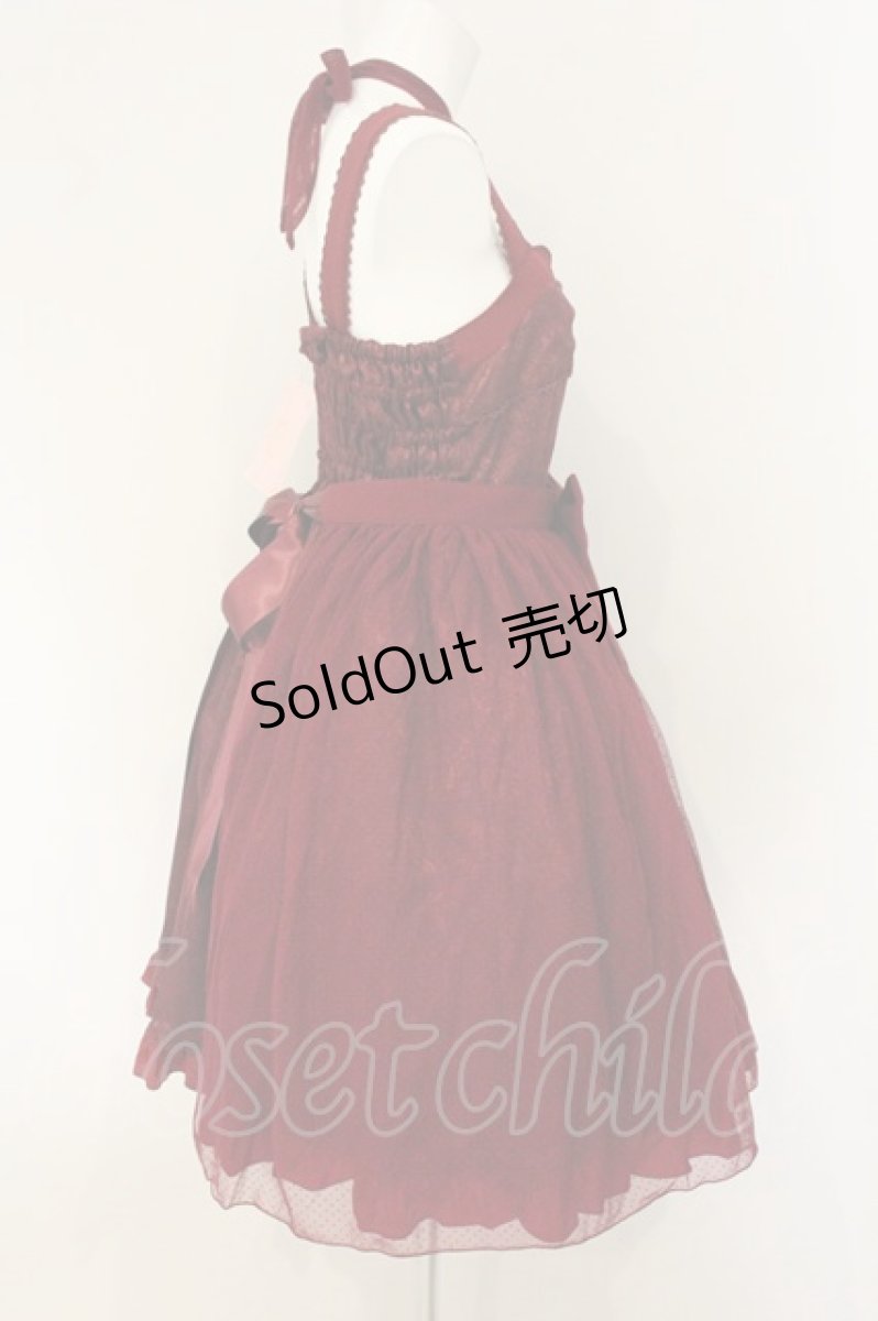 画像4: metamorphose / Roseリボンオーバースカート付きジャンパースカート  ワイン O-26-07-23-050-ME-OP-IG-OS (4)