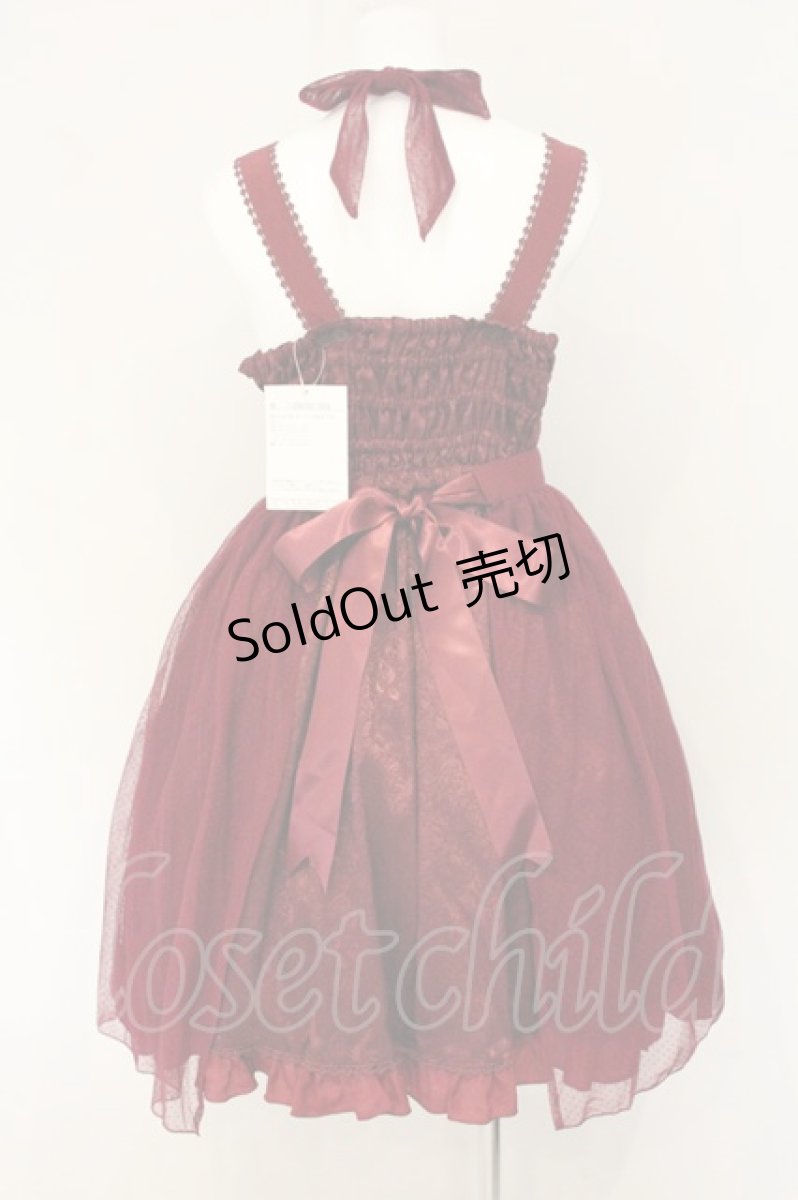 画像5: metamorphose / Roseリボンオーバースカート付きジャンパースカート  ワイン O-26-07-23-050-ME-OP-IG-OS (5)