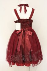 画像5: metamorphose / Roseリボンオーバースカート付きジャンパースカート  ワイン O-26-07-23-050-ME-OP-IG-OS (5)