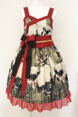 画像1: Royal Princess Alice / 梅花郡鶴図帯付きドレス  クロ×アカ O-26-07-23-052-LO-OP-IG-OS (1)