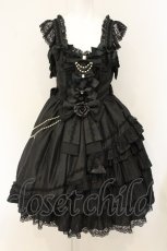 画像1: metamorphose / Carnelinaフリルジャンパースカート  クロ O-26-07-23-069-ME-OP-IG-OS (1)