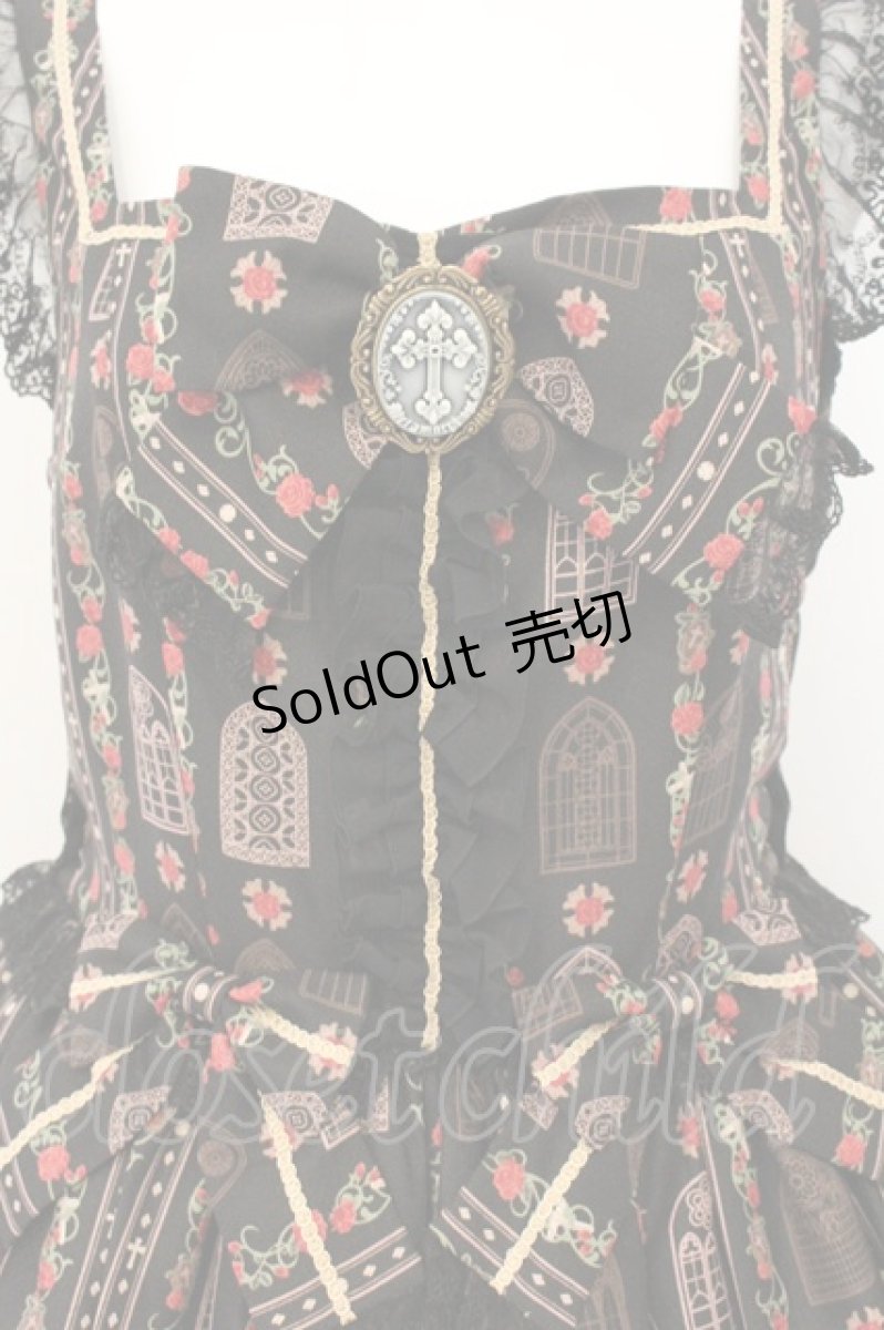 画像2: metamorphose / 薔薇の聖堂リボンジャンパースカート  クロ O-26-07-23-071-ME-OP-IG-OS (2)