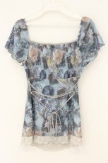 画像4: Ozz oneste / アンティーク総柄シャーリングチュニック  ブルー系 O-26-07-23-024-OO-TO-OW-OS (4)
