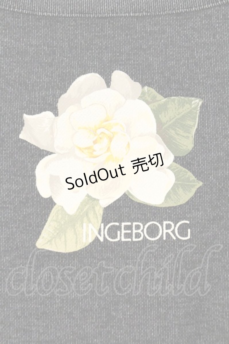 画像2: INGEBORG / カメリアロゴプリント半袖カットソー M クロ O-26-07-24-1030-LO-TO-IG-OS (2)