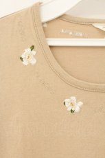 画像2: INGEBORG / クチナシ&ロゴラウンド刺繍五分袖Tシャツ M ベージュ O-26-07-24-1038-LO-TS-IG-OS (2)